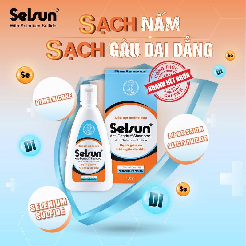 Dầu gội chống gàu, sạch nấm, nhanh hết ngứa Selsun 100ml Dưỡng Tóc 4