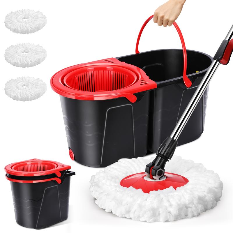 1 Set Spin Mop And Bucket - 3 Microfiber Mop Heads, 360 ° Rotating Mop ...