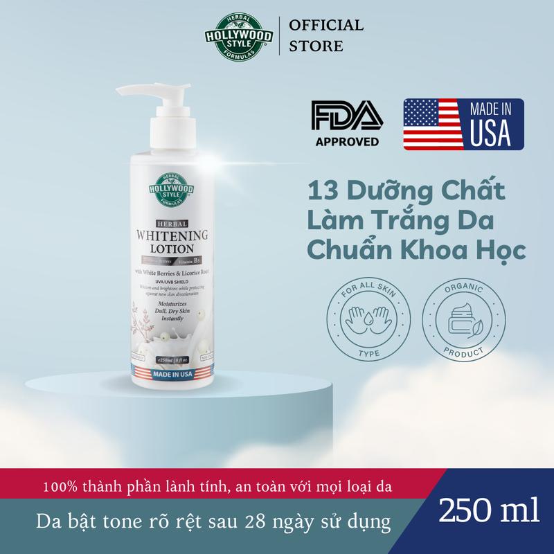 Lotion Dưỡng Trắng Da Body Chiết Xuất Thảo Mộc Hollywood Style 250ml Hỗ Trợ Dưỡng Da Body, Làm Đẹp Da Giúp Cho Làn Da Luôn Rạng Rỡ