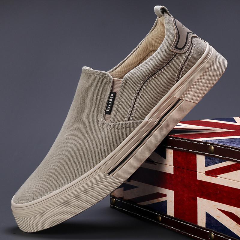 Giày Lười Vải Nam Mẫu Mới Mùa Thu 2024 Vải Bố Thoáng Khí Đế Cao Su Chống Trơn - Mã 24810