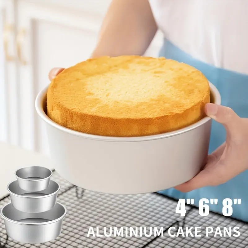 3pcs Cake Pan Set 10.16/15.24/20.32cm Aluminum Cake Molds, with Removable Bottom Round Cake Baking Pan Kitchen Tools 5