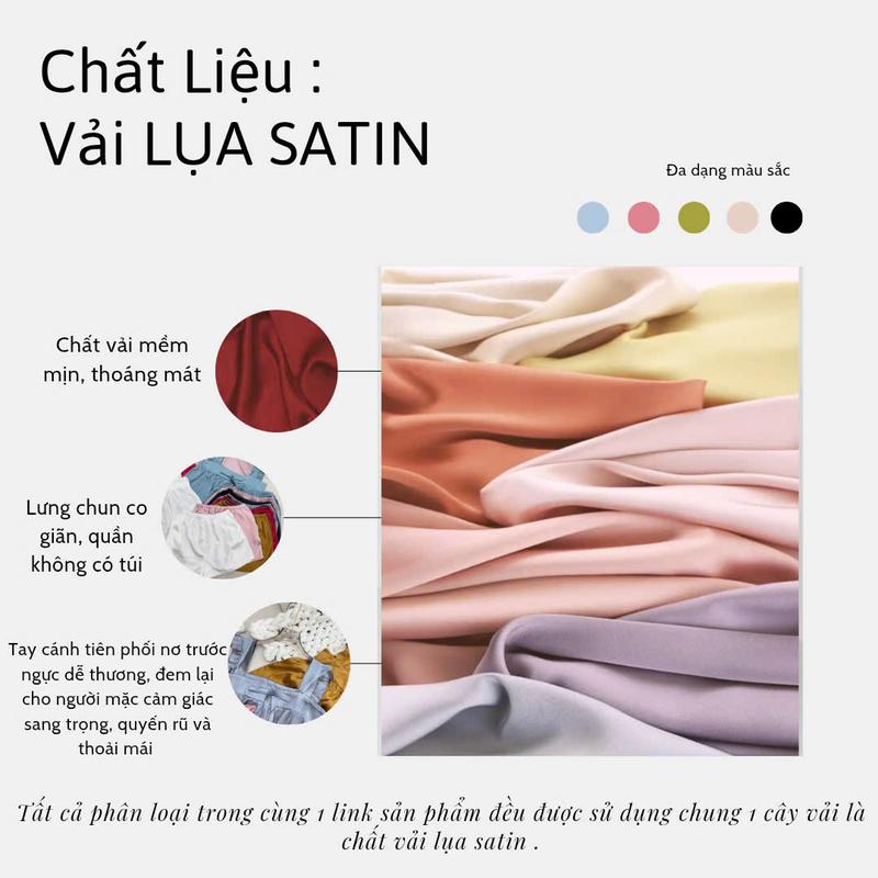 đồ ngủ lụa 2 dây dành cho nữ form rộng chuẩn dáng, áo tay cánh tiên quần đùi mặc nhà mùa hè mềm mát CARY Women Voi Voan ao  ngu bang lung 1