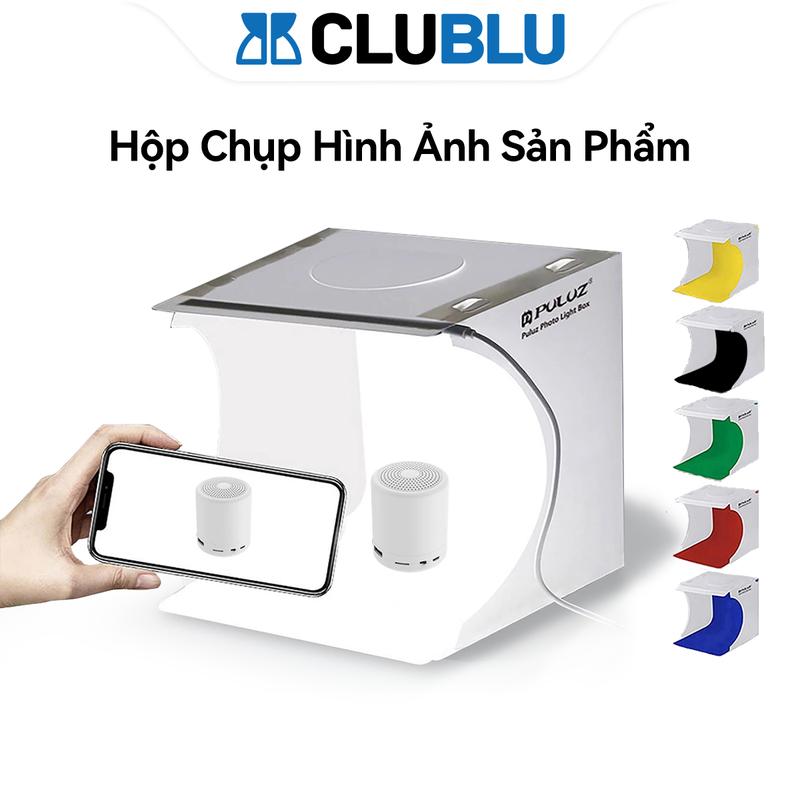 -CLUBLU- Hộp Chụp Hình Ảnh Sản Phẩm PULUZ Mini (24*23*23CM) Studio Có Đèn Led Siêu Sáng &6 Màu Nền Tặng Kèm) Thuận Tiện Mang Theo Camera Phụ Kiện