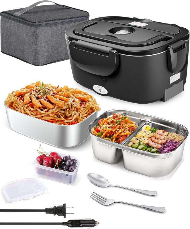 Electric Lunch Box 80W Food Heater with Dual Container, Portable ...