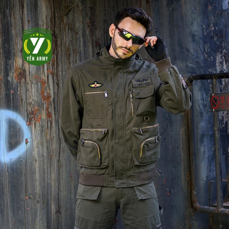 Áo Khoác Lính Nam - Áo Khoác Kaki Nam Túi Hộp Phong Cách Lính Mỹ - Mã AK1207