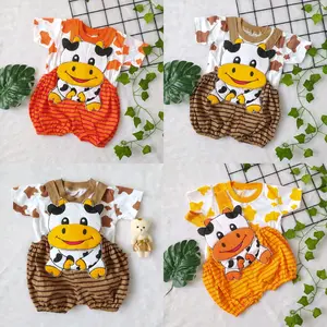 Jumper Bayi  Karakter Sapi Lucu Baju Kodok Anak Laki Perempuan 3-12Bulan Cotton Unisex Newborn