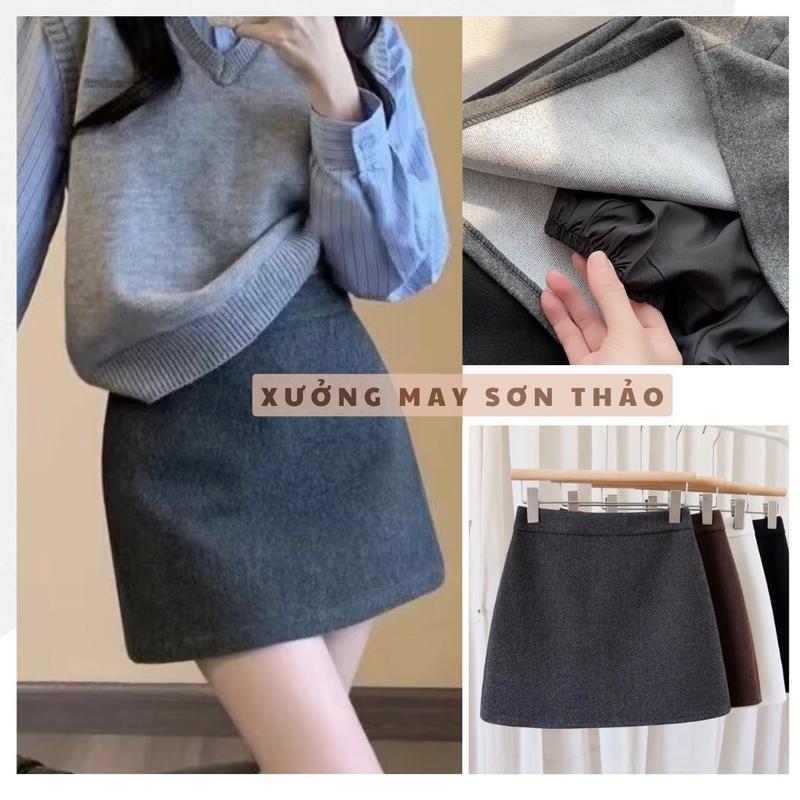Chân Váy Dạ Ép basic Dáng Ngắn Phom A Có Quần Bảo Hộ