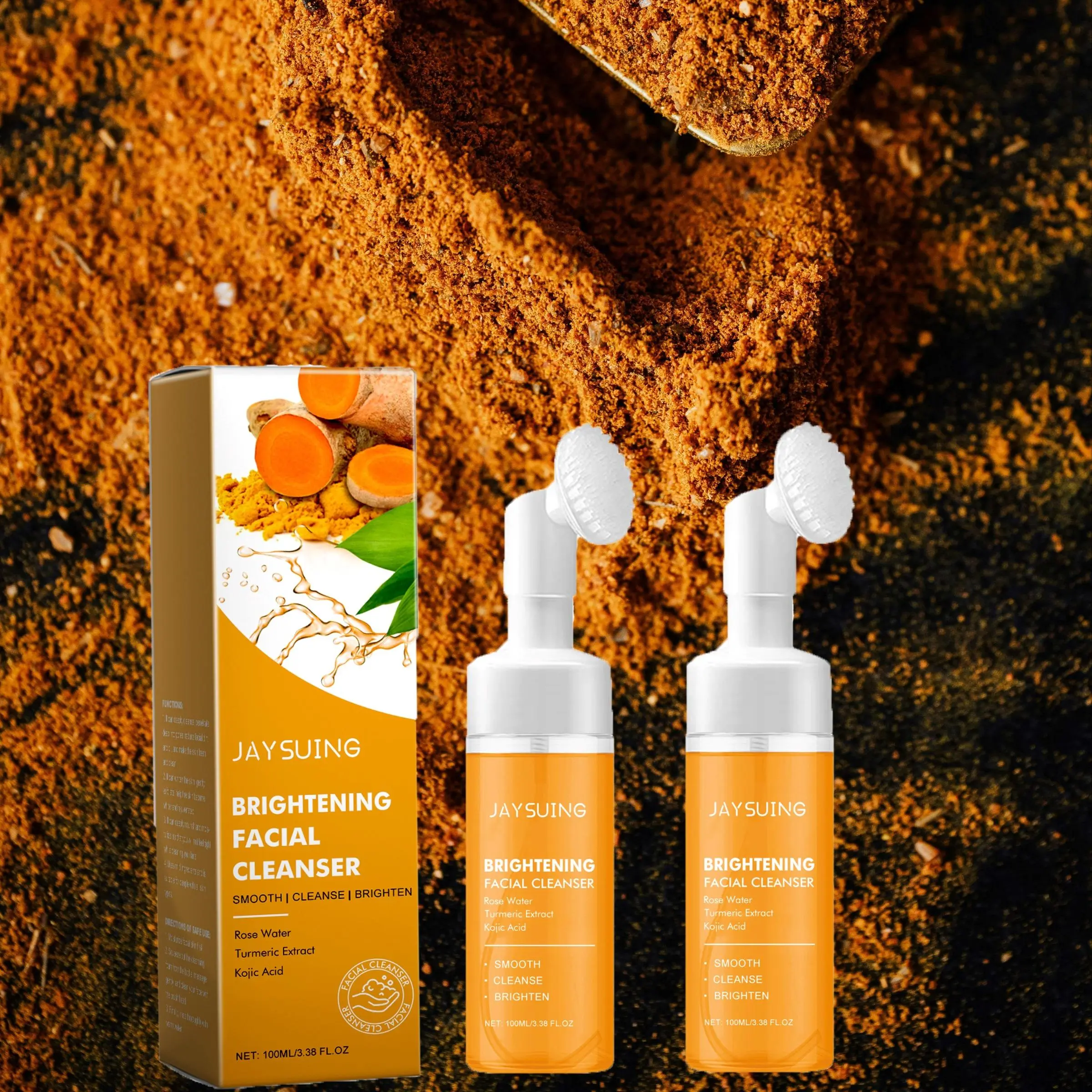 Turmeric Brightening Facial Cleanser, 2 Counts/set Gentle Cleansing Facial Skin Care Product, Moisturizing Facial Skin Care Product for Women & Men