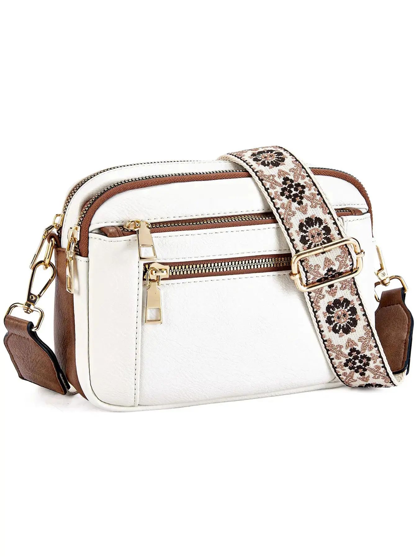 Women's Fashionable Embroidering Chain Decorated Crossbody Bag, Casual Versatile Shoulder Bag for Daily Used, Trendy All-match Commuter Bag, Ladies Purse