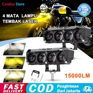 Lampu Tembak Laser SQL 4 Mata 3 Mata Full Alumunium Premium Kuning-Putih 80W 10000LM IP68 DC 12V-24V Lampu Tembak Motor Mobil