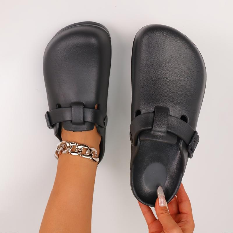 Product Introduction of Women's Solid Color EVA Clogs, Buckle Band Lightweight Soft Sole Walking Clogs, Half Versatile Daily Footwear Shoe Girl 19