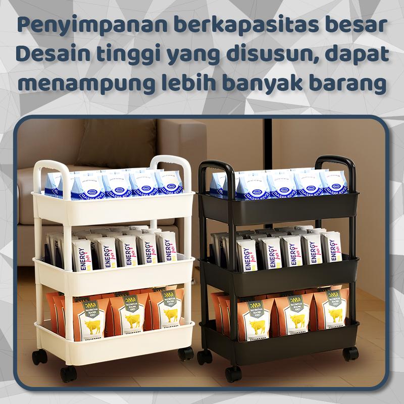 UNITWO Living Rak Penyimpanan Barang Rak 3-4 Susun Rak Troli Rak Kamar ...