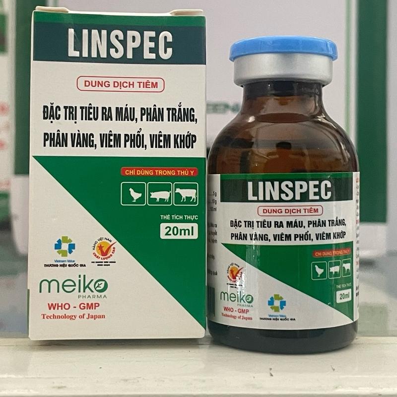  Linspec  20ml  trị khò khè hen khẹc tiêu chảy viêm ruột viêm phổi viêm da viêm khớp trên gà đá chó mèo heo gia súc. 