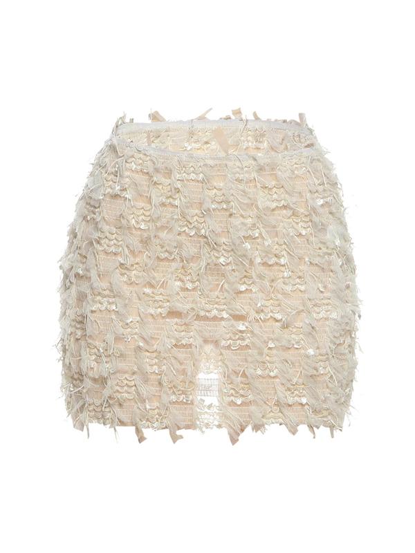 2025 Trendy, Women's All Over Print Fringe Bodycon Skirt, Casual Fashion High Waist Mini Skirt for Daily Outdoor Wear, Ladies Bottoms for Summer, Skirts 4