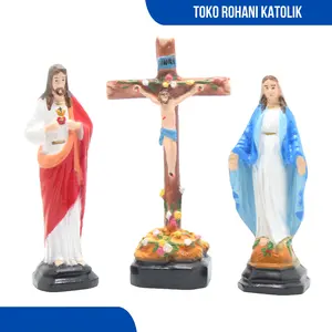SET DOA KATOLIK 10 CM/ PAKET DOA KATOLIK UKURAN MINI / SALIB DUDUK / PATUNG YESUS / PATUNG MARIA / PERALATAN DOA