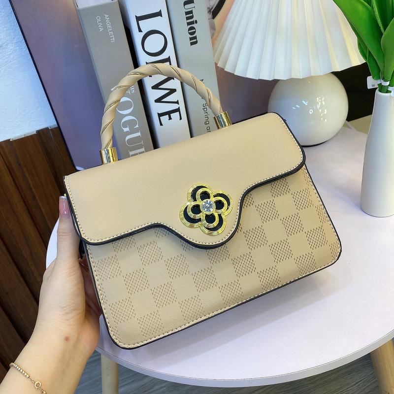 [Quỳnh shop túi] KH1-Túi xách nữ đeo chéo, túi xách thời trang khóa hoa xoay, chất liệu da PU 2 ly, size túi 22cm có tặng kèm khăn lụa{FREESHIP} Bag Da