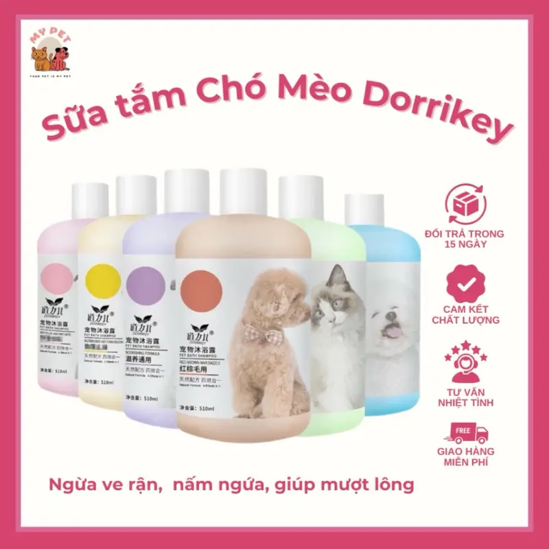 Sữa tắm cho Chó Mèo Dorrikey, Trị ve rận, Nấm, Ngứa, giúp mượt lông (510ml) - MyPet Shop - Hà Nội 0