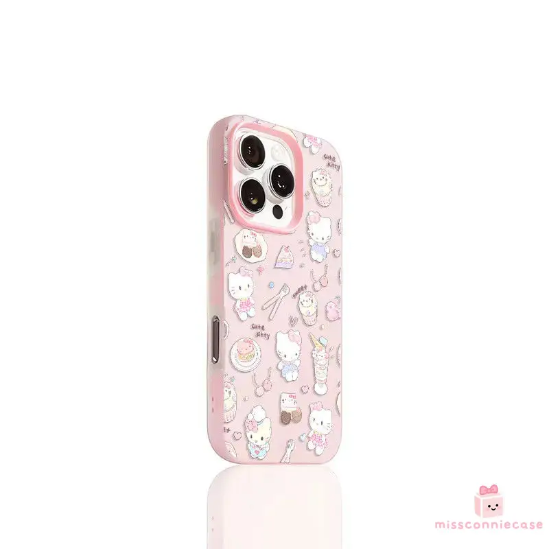 Ốp lưng mềm 2 trong 1 cho iPhone 11/16/15/17/13/12/14 Pro Max, XR, 7 Plus, X, XS Max, 14, 16, 15, 13 Plus; thiết kế sáng tạo ngọt ngào Hello Kitty, màu pastel.
