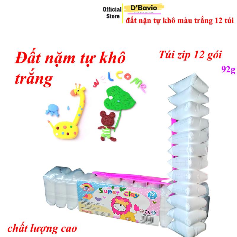 Đất nặn tự khô màu trắng an toàn cho bé yêu không dính da tay loại túi zip - Dbavio