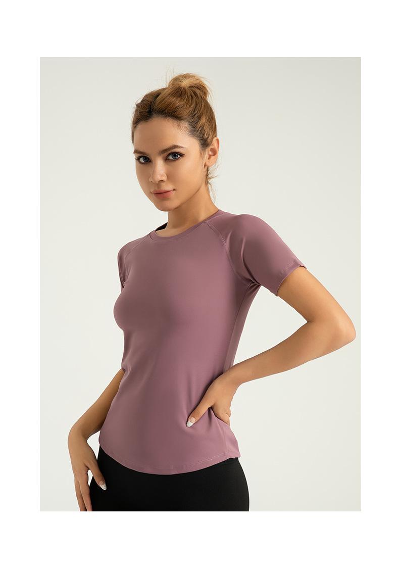 Product Introduction of Lulu's same mesh yoga short sleeved sports and fitness suit, chest shaping and breathable sports T-shirt for women 10
