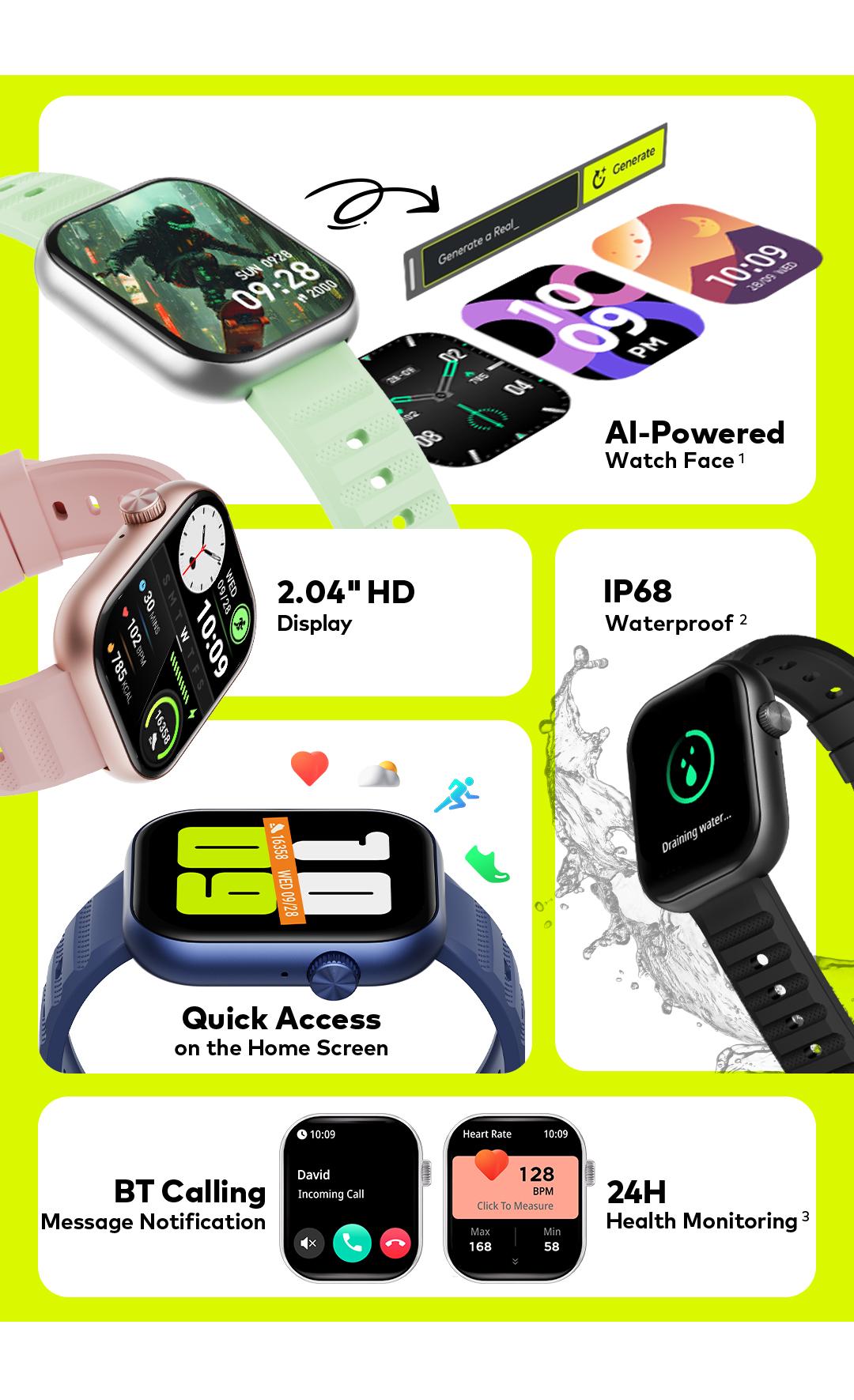 [Exclusive arnoldleonard0508 +Free Strap] itel Smart Watch ISW-O20 AI Watch Face | Pemantau Kesehatan 24 Jam | Panggilan BT | Layar HD 2.04" | Tahan Air IP68