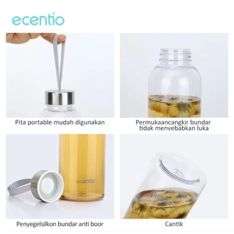 Ecentio Botol Minum Botol Olahraga Kanto 500ML Botol Minuman Olahraga Botol Minun Bening Water Botol Botol Air Olahraga 2