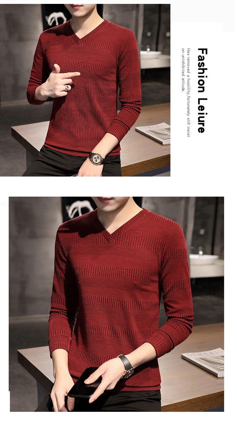 Product Introduction of Áo Thun Dài Tay, Dành Cho Nam Giới, Mùa Xuân Và Mùa Thu, Áo Len Trẻ Trung, Cổ Chữ V, Mỏng, Quần Áo Mùa Thu, Thường Ngày Bên Trong, Có Cổ Áo Gà, 2022 9