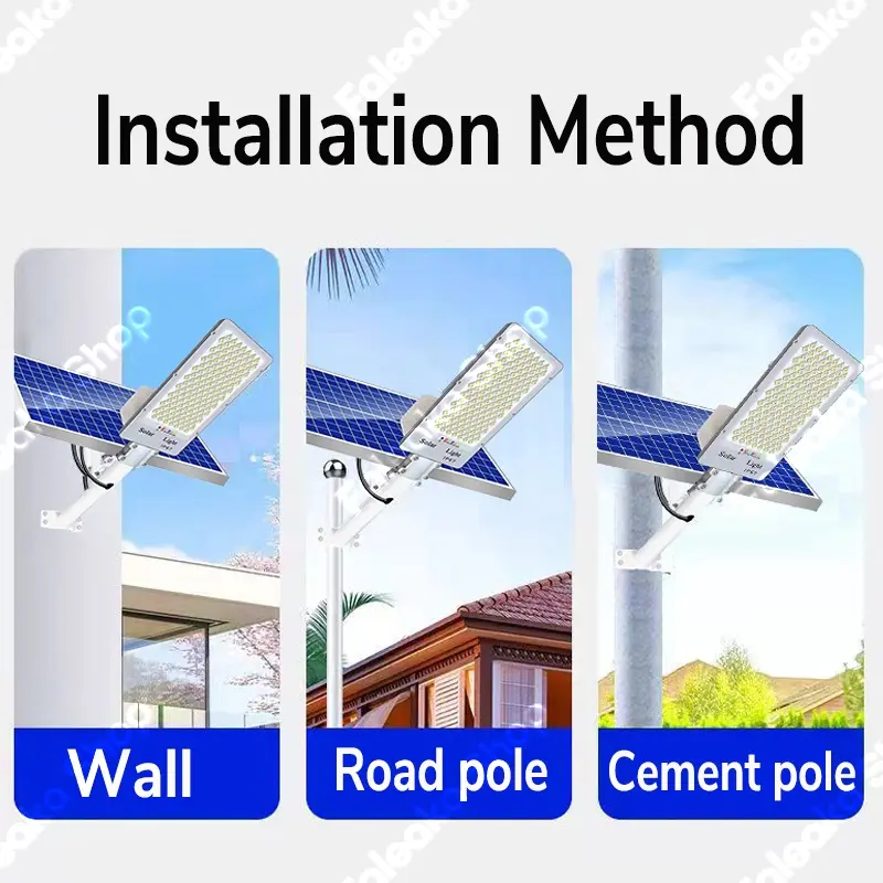 Super Terang 500W Lampu Jalan Tenaga Surya Otomatis Tahan 24 Jam Lampu Surya Matahari Lampu Taman Tenaga Surya Otomatis Outdoor Anti Air Ip67 Lampu Solar Cell LED Tenaga Matahari Untuk Taman Stadion Jalan Halaman Lapangan Basket 2