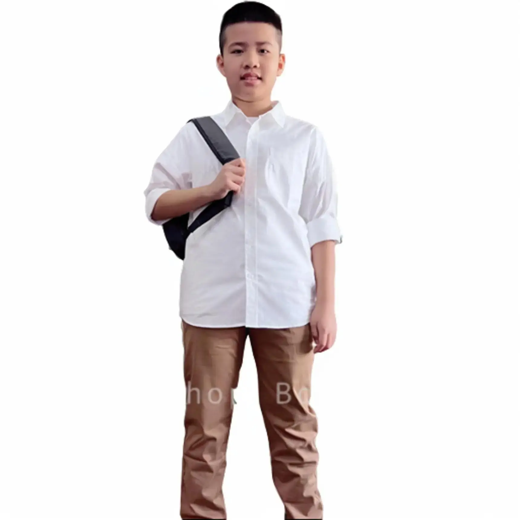 Áo Sơ mi trắng dài tay đồng phục cho bé trai ARDILLA chất liệu cotton, size đại kiểu dáng basic 1805/1804