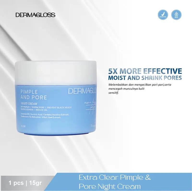 DERMAGLOSS - Night Cream Extra Clear Pimple & Pore - Kulit Berjerawat 6