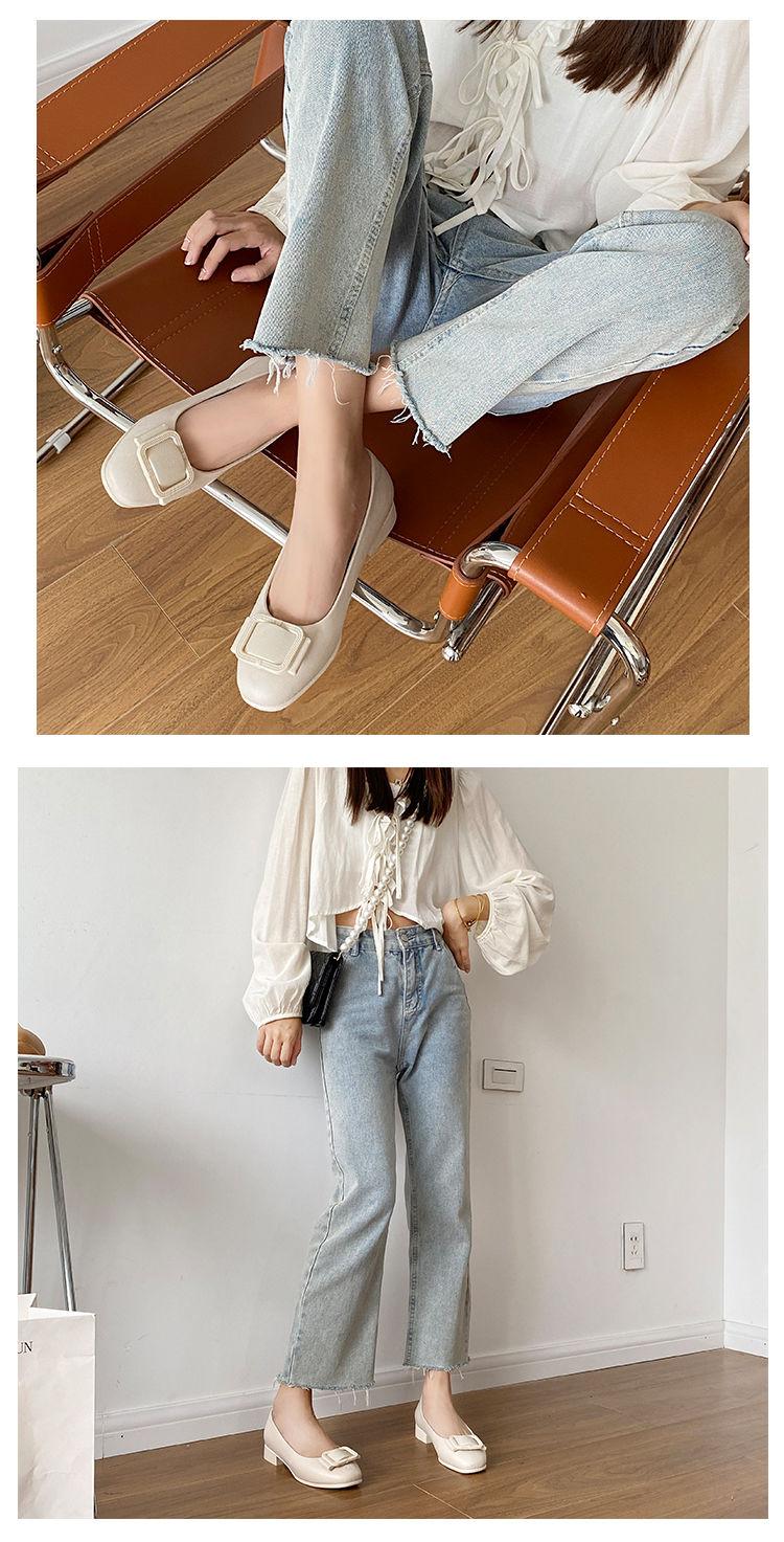 Product Introduction of Women'S Summer Outdoor Shoes, Trendy Versatile Square Toe Shoes, Korean Style Mid-Heel Black Work Shoes, Plastic Soft Sole Women'S Shoes 12