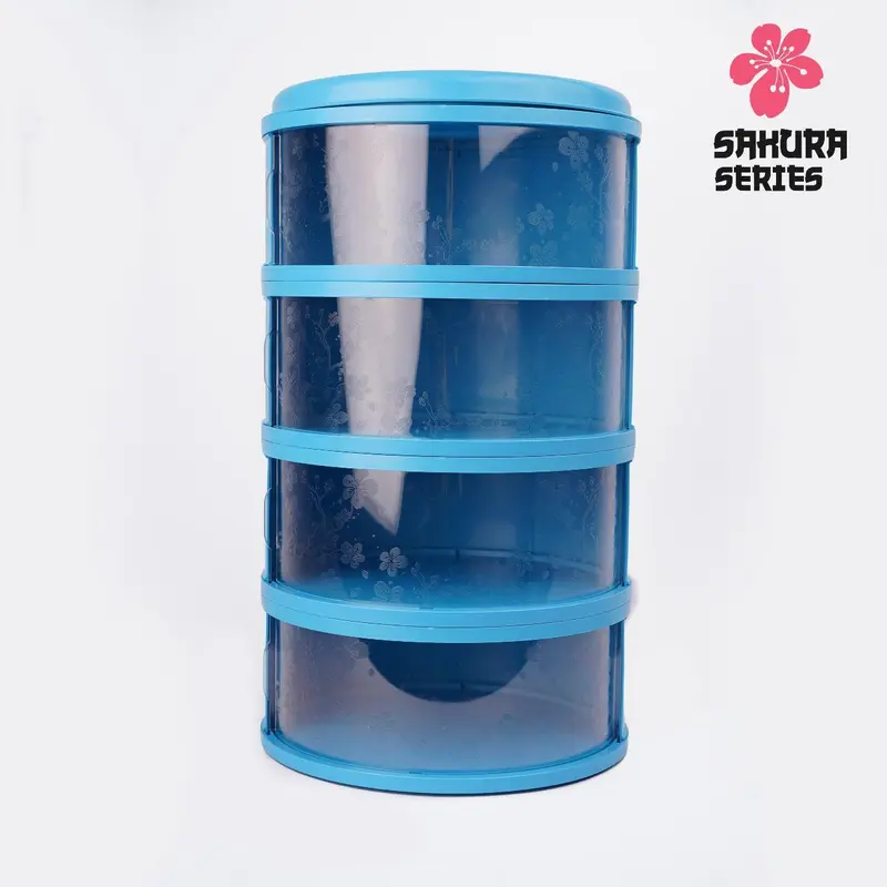 Rak Penyimpanan Makanan 4 Susun Tudung Saji Tingkat  dengan Tutup Food Storage Cover Plastik 8