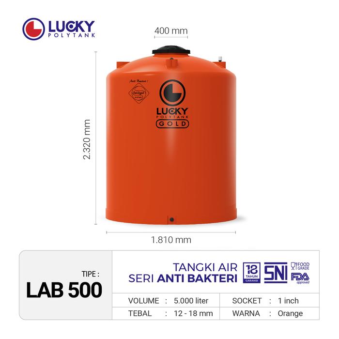 Gambar Toren Lucky Polytank Anti Bakteri 5000 liter | Tangki Air | Tandon Air LAB500 dari Lucky Polytank Kota Administrasi Jakarta Barat 5 Tokopedia
