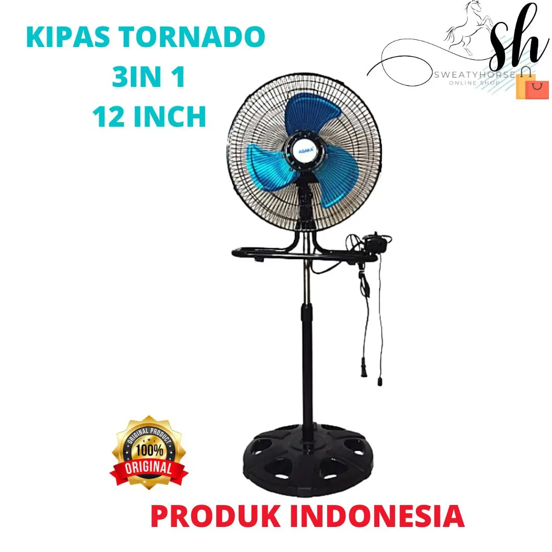 Kipas Angin Tornado Besi 3in1 12Inch Stand Fan Desk Fan Wall Fan-1218 Listrik