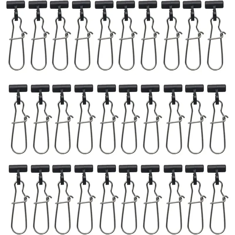 Fishing Line Sinker Slides with Fishing Clips & Hooked Snap Sinker, 30pcs Fishing Line Connector for Fishing Tackle, Outdoor Fishing Accessories 0