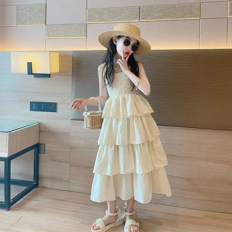 Váy Trẻ Em, Thời Trang Mùa Hè, Váy Bánh Ngọt Thời Trang Bé Gái, Váy Hai Dây Cho Trẻ Em Lớn, Hàng Mới Về 2024, Thời Trang