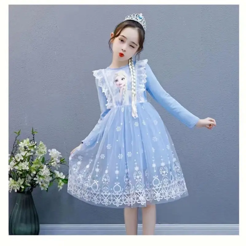 Váy Lolita Công Chúa Elsa, Dành Cho Bé Gái, Tay Áo Dài, Cổ Tròn, Váy Phồng Lưới, Thích Hợp Cho Mùa Xuân Và Mùa Thu 5