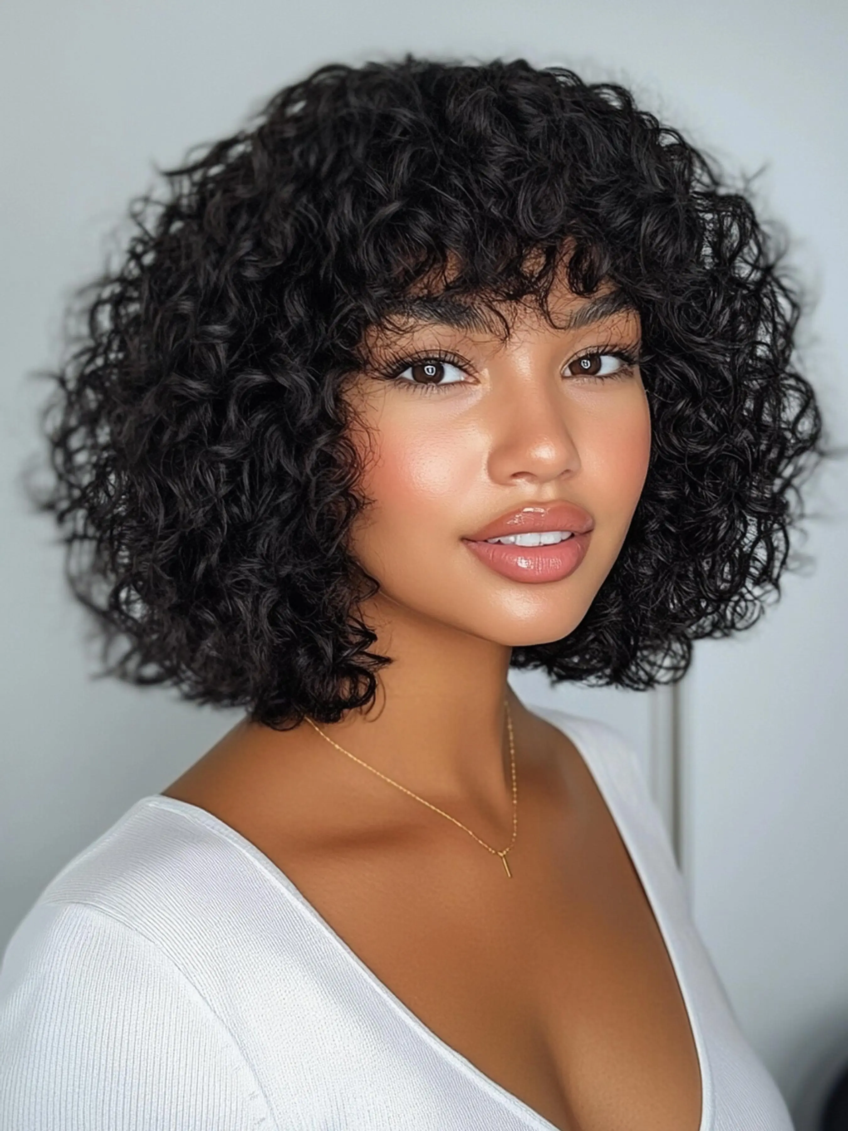 10 Inch Short Human Hair Wigs for Women, Gorgeous Fluffy Wigs with Bangs, Fashion Wig for Party, Daily Use