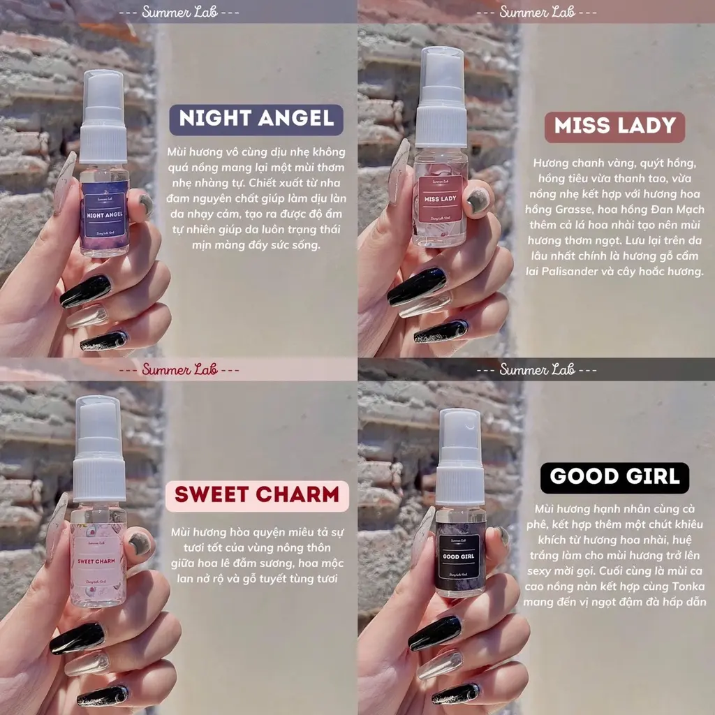 [Summer Lab] Bodymist hot trend size 10ml nhỏ gọn, tiện dụng, lưu hương lâu 5-7 tiếng của Summer Lab