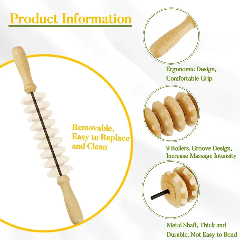 Wooden Massage Tool Set, 2 Counts/set Manual Massage Tool, Body Shaping Tool, Muscle Relaxation Tool, Suitable for Home and Professional Use,  Skincare Tools 4