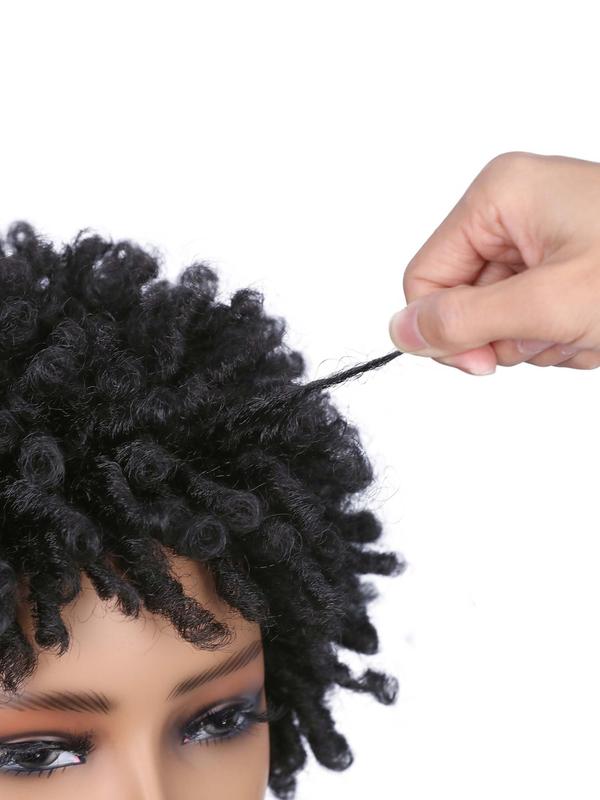Short Dreadlock Wig, Afro Curly Twist Wig, Short Faux Locs Wig, Kinky Curly Synthetic Dreadlock Wig for Black Women 3