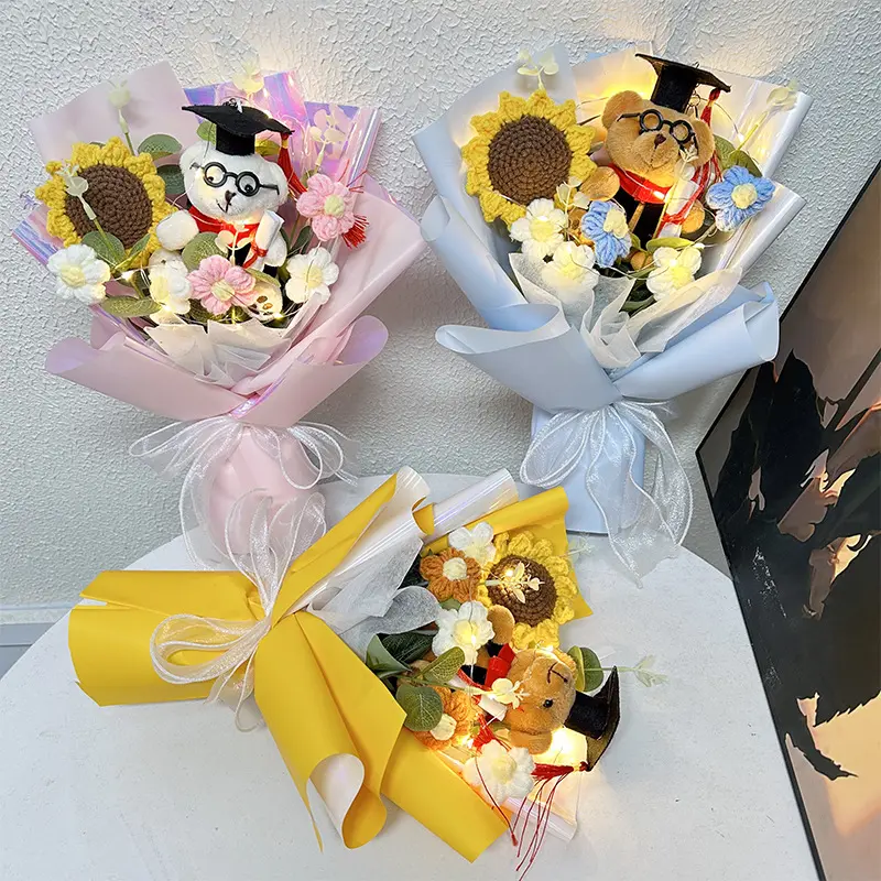 Bó Hoa Hướng Dương Gấu Bác Sĩ Hoạt Hình, Thiết Kế Sáng Tạo, Thích Hợp Làm Quà Tặng Tốt Nghiệp Cho Bạn Bè, Trẻ Em Và Giáo Viên, Quà Tặng Mùa Tốt Nghiệp, Còn Hàng Decor Decor Phòng Tre Decor Bàn Trang Trí Nhà
