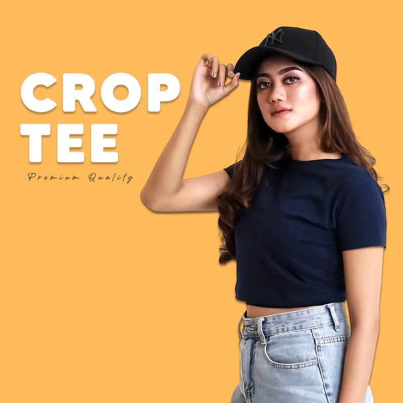best seller baju kaos crop wanita terbaru tee Combed Lembut Top Atasan Pendek Polos 5