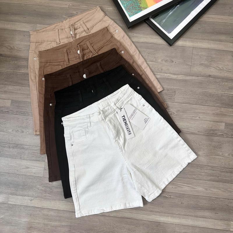  TIENSTYLE - Quần Jean Ngố Co Giãn Trơn Màu Ống Đứng Women Denim Pants Quần Bò Đùi Denim Quần Jean Nữ Ống Rộng Quần Suông Bigsize Dài  44-45CM 