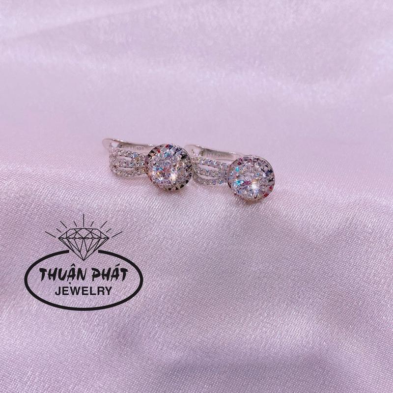 Phụ Kiện Bông Tai B078 Rài Tròn Tấm Viên Chủ 4li5 Cz Trang Sức Đeo Tai Sang Trọng Trang Sức Bạc Ý Xi Kim - Bạc Thuận Phát 0