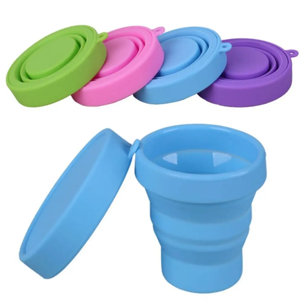 Soft Portable Travel Outdoor Silicone Retractable Folding Water Cup Candy Colors Telescopic Collapsible Soft Drinking Cup Travel Mug Folding Cup