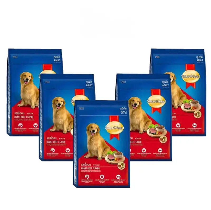[COMBO 5 GÓI] Thức ăn cho chó trưởng thành dạng hạt cứng Smartheart vị bò nướng 400g. 0