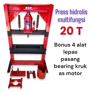 BAS Multi Press 20 Ton Alat Pres Hidrolik Multifungsi dengan Bonus 4 Alat Lepas Pasang Bearing Kruk As Motor