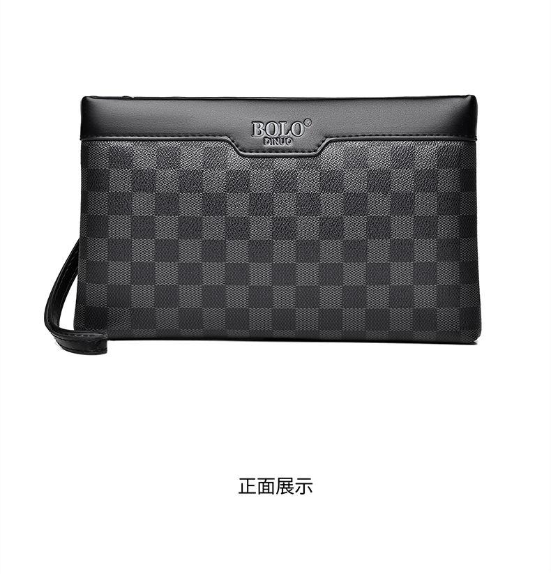 Product Introduction of Men's Handbag New Fashion Plaid Business Large Capacity Casual Envelope Men's Clutch 26