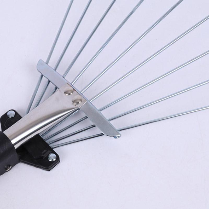 Grass Rake 9 Teeth Stainless Steel Rake Adjustable Steel Rake With Handle Gardening Rake L6K4 3